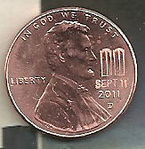 RARE Sept 11 2011 MEMORIAL LINCOLN CENT 9-11 LTD Penny Coin