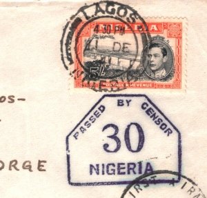 NIGERIA WW2 GB Air Mail 5s High Value Cover PAN-AM CLIPPER USA 1941 Oxford i104