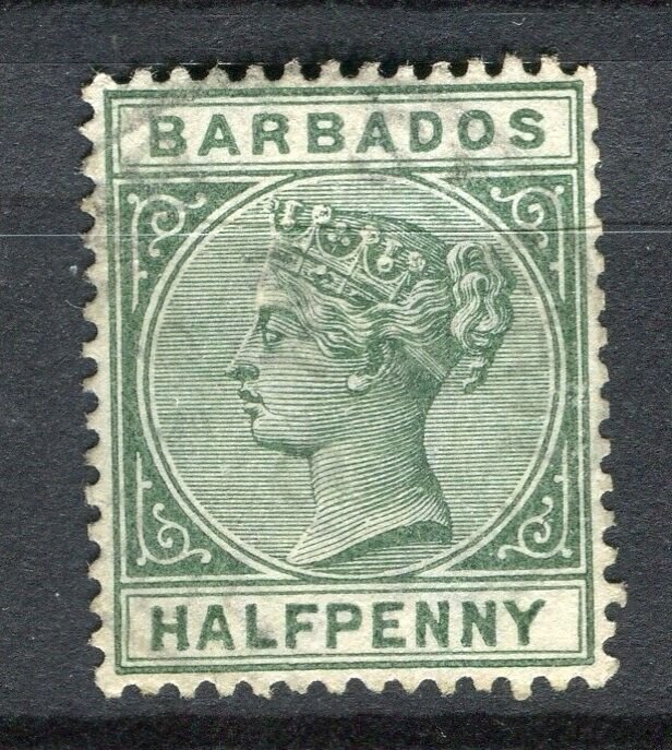 BARBADOS; 1880s early classic QV issue fine used 1/2d. value
