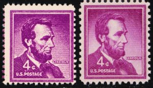 1036 CF1, Mint NH 4¢ FAKE Lincoln Stamp With Normal VERY RARE -- Stuart Katz
