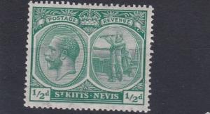 ST KITTS  1921 - 29     1/2D  BLUE GREEN    MH 