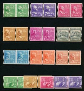 UNITED STATES 839-851 MINT F-VF NH COIL PAIRS PREXYS