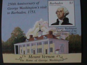 BARBADOS- THE HOME OF GEORGE WASHINGTON-MT. VERNON-MINT S/S VF-LAST ONE