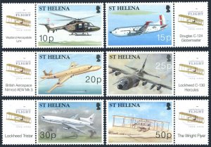 St Helena 836-841,842, MNH. Powered Flight, centenary, 2003. Supermarine Walrus.