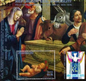 Paraguay 1976 Adoration of the Shepherds by Ghirlandaio s/s Perforated mnh.vf