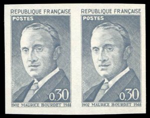 France, 1950-Present #1021 (YT 1329) Cat€38.50, 1962 Bourdet, imperf. horiz...