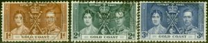 Gold Coast 1937 Coronation Set of 3 SG117-119 Fine Used