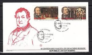 San Marino, Scott cat. 1247-1248. Composer G. Rossini issue. First day cover. ^