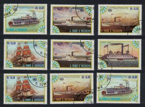 Sao Tome Ships Steamers Set of 8v+label 1984 Canc SC#756