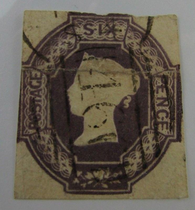 Scarce c1850 Great Britain SC #7 QUEEN VICTORIA  used stamp cv$1000