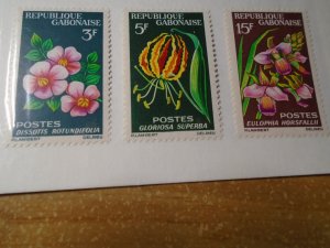 Gabon  #  176-78  MNH   Flowers