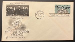 NATIONAL ACADEMY OF SCIENCES #1237 OCT 14 1963 WASHINGTON DC FIRST DAY COVER BX4