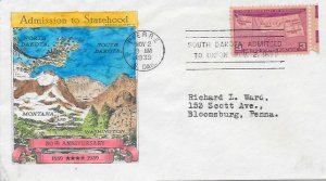 858 FDC, Hand Colored Cache, Statehood Anniversary, Free Insured Shipping;