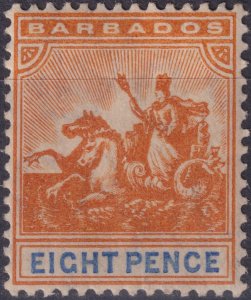 Sc# 99 Barbados 1904 - 1910 Seal of the Colony 8 p issue MVLH CV $70.00