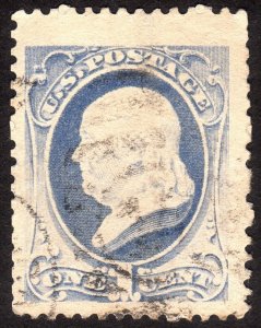 1881, US 1c, Franklin, Used, Jumbo, Sc 206