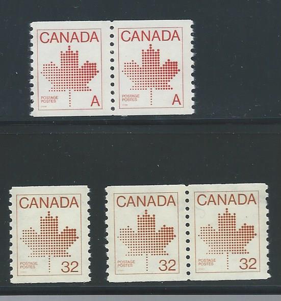 Canada 908, 951 coil prs,single MNH