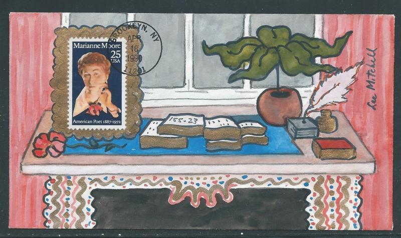 USA 2449 Marianne Moore Mitchell Handpainted FDC Numbered...