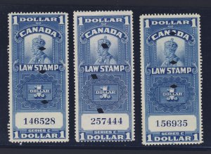 3x Canada Revenue Supreme Court Stamps  2x #FSC18 1x FSC18c-$1.00 Used = $78.00