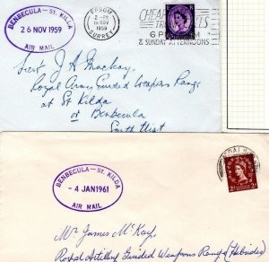 GB SCOTS ISLANDS Air Mail{2} BENBECULA *ST KILDA DROP MAIL* 1959-1961 DL398