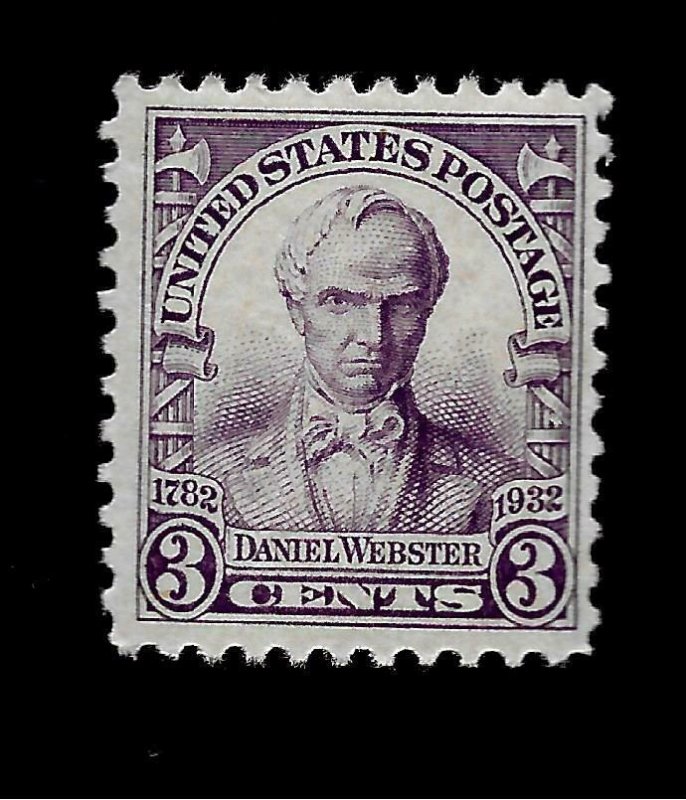 US 1932 Sc# 725  3 c Daniel Webster Mint H - Vivid Color - Centered