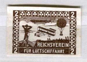 GERMANY; Early 1900s Reichsverein Luftschiffahrt Imperf Stamp