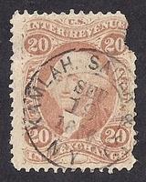 #R42C 20 cents Inland Exchange Revenue 1866 Stamp used VF