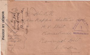 1940, Pahang, Straits Settlement to Karaikudi, South India, Censored (C4338)