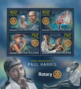 C A R - 2013 - Paul P Harris, Rotary - Perf 4v Sheet - Mint Never Hinged