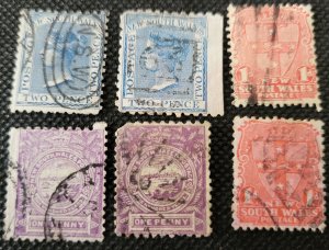 Australian State. N. S. Wales,  Q. Victoria & seal, short set of 5, SCV$17.50