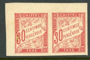 French Colony 1894 General Issues 30¢ Carmine Due Sc #J19 Mint MARGIN PAIR D873