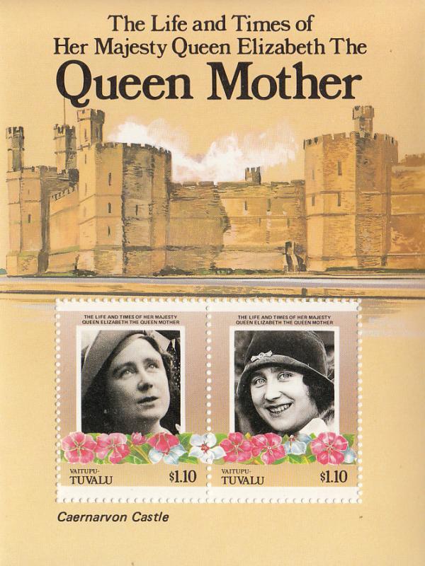 Tuvalu Vaitupu 1985 MNH Scott #55 Souvenir sheet of 2 $1.10 Queen Mother 85th...