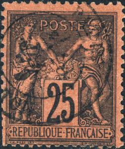 FRANCE - 1878 - Yv.91 / Mi.74 25c black/red Peace & Commerce (Sage) - Used