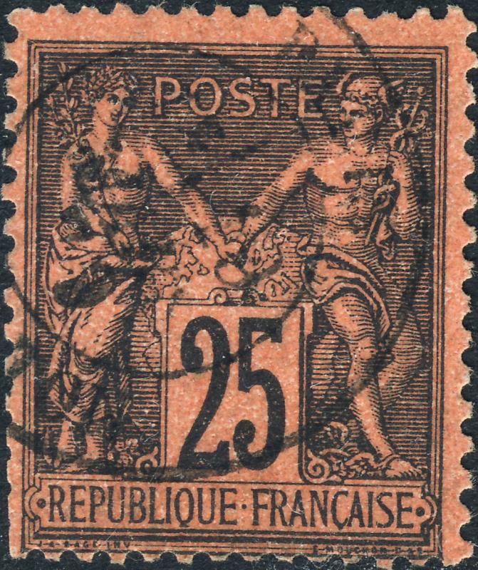 FRANCE - 1878 - Yv.91 / Mi.74 25c black/red Peace & Commerce (Sage) - Used