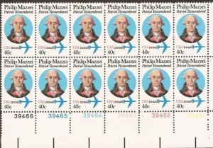 US Stamp - 1982 40c Philip Mazzei - 12 Stamp PB Perf 10½ x 11¼ #C98A