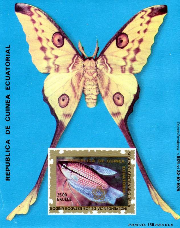 Equatorial Guinea 1976 Butterflies/Fish SS MNH VF # E222 