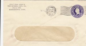 U.S. THE RUSSELL MFG. CO, Middletown, Conn. 1933 Cancel Pre Paid Cover Ref 47730