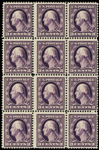 333, Mint NH Block of 12 Showing 2mm & 3mm Spacing - Stuart Katz