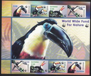 Guyana Birds WWF Toucans MS Imperf 2003 MNH SC#3792 a-d SG#MS6410 MI#7626-7629