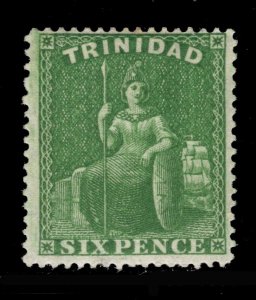 MOMEN: TRINIDAD SG # 49 1860 BRIGHT YELLOW GREEN MINT OG H £550 LOT #68735*