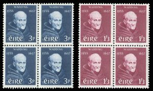 Ireland #163-164 Cat$85, 1957 Wadding, set of two in blocks of four, never hi...