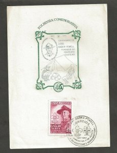 1957 Brazil Scout C87 FDC Baden Powell max card