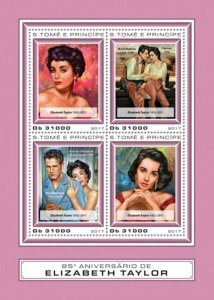 St Thomas - 2017 Elizabeth Taylor - 4 Stamp Sheet - ST17409a