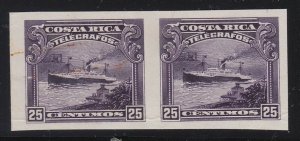 Costa Rica 1910 25c Ship Telegraph ABNC Plate Proof Pair. Hiscocks 15 var