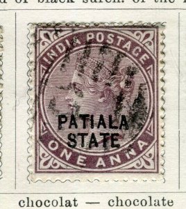INDIA; PATIALA 1890s early classic QV Optd. issue used 1a. value