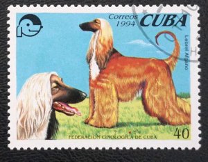 CUBA   Sc# 3596  DOGS DOGS DOGS 40c  Afghan 1994  used / cto