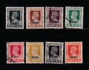 Patiala O63-O70 U Overprint