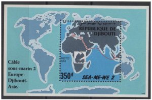 1994 Djibouti Souvenir Block SEA-ME-WE Submarine Cable Mi. Bl. 149 NSC / MNH-