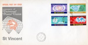 St.Vincent 1974 Sc#375/378 U.P.U.Centenary Set (4) Official FDC