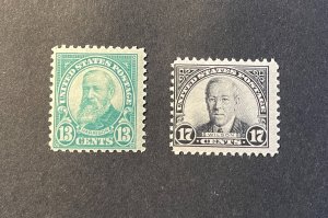 *US Stamps #622 and #623, Mint NH, just fine centering