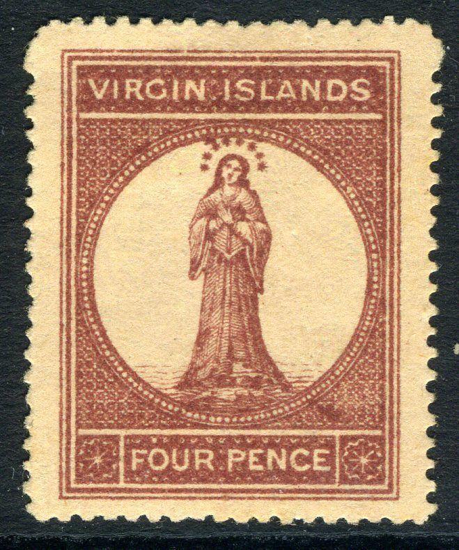 BRITISH VIRGIN ISLANDS-1867-70 4d Lake-Red (Buff Paper) Sg 16 MOUNTED MINT